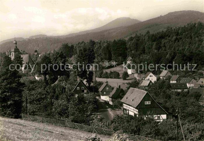 Jonsdorf Ortsansicht mit Kirche Zittauer Gebirge