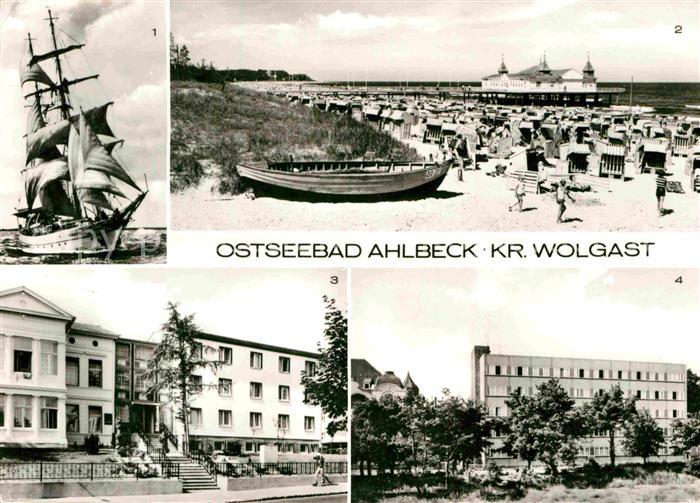 Ahlbeck Ostseebad Segelschulschiff Wilhelm Pieck Strand Seebruecke FDGB Erholung