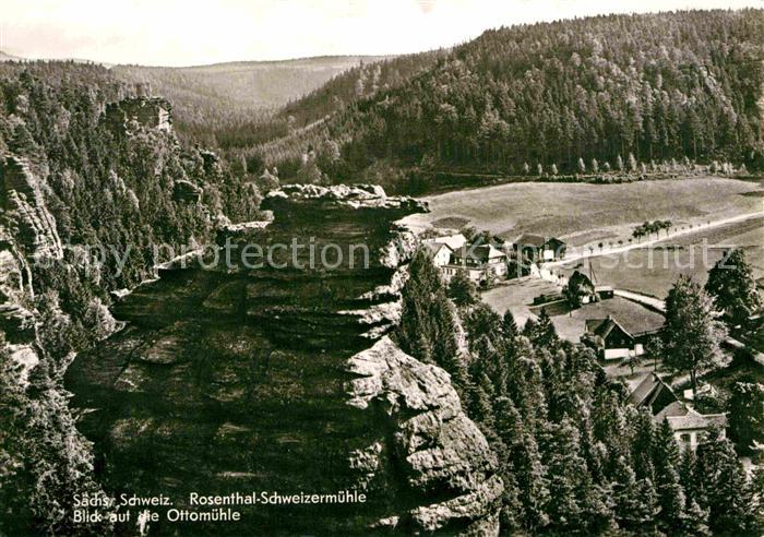 Schweizermuehle Saechsische Schweiz Panorama Blick auf die Ottomuehle