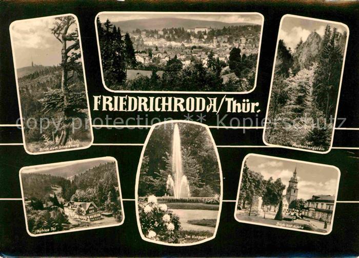 Friedrichroda Blick vom Inselsberg Kuehles Tal Kurpark Fontaene Aschenbergstein