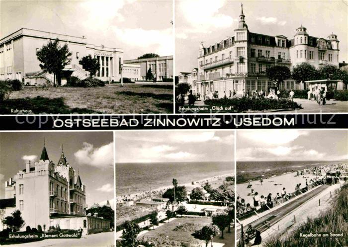 Zinnowitz Ostseebad Kulturhaus Erholungsheim Glueck auf Kegelbahn am Strand Erho