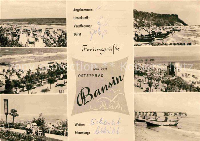 Bansin Ostseebad Strand Kueste Musikpavillon Fischerboot Promenade
