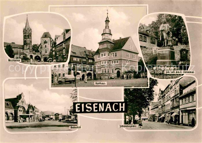 Eisenach Thueringen Nicolaitor Rathaus Bach Denkmal Statue Johannisplatz Bahnhof