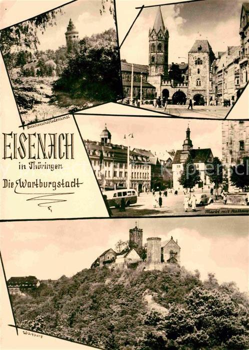 Eisenach Thueringen Burschenschaftsdenkmal Markt Rathaus Tor Turm Wartburg