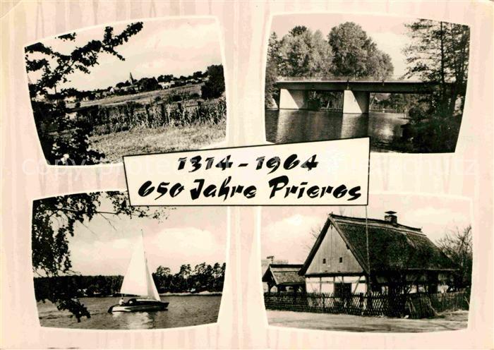 Prieros 650 Jahre Jubilaeum Panorama Bruecke Segelboot Wohnhaus