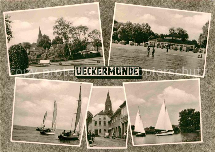 Ueckermuende Mecklenburg Vorpommern Park Gaststaette Restaurant Kirche Badestran