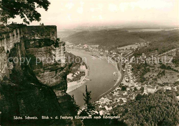 Koenigstein Saechsische Schweiz Blick von der Festung Koenigstein