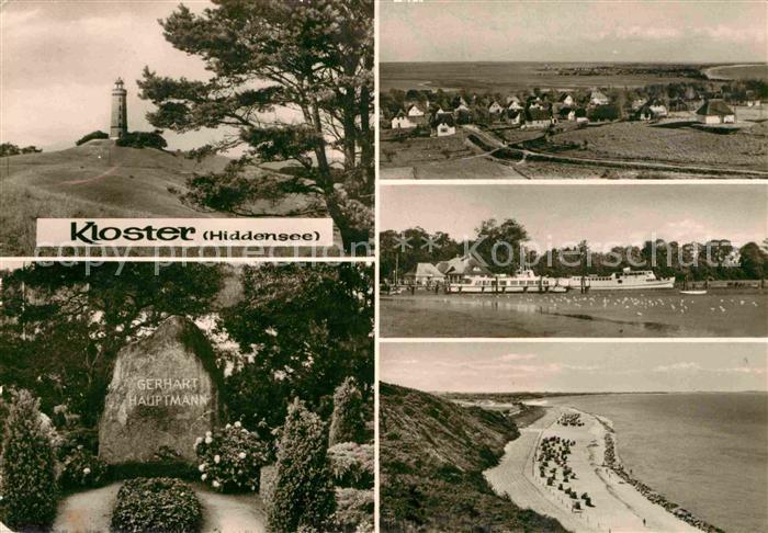 Kloster Hiddensee Leuchtturm Panorama Fahrgastschiffe Gerhart Hauptmann Gedenkst