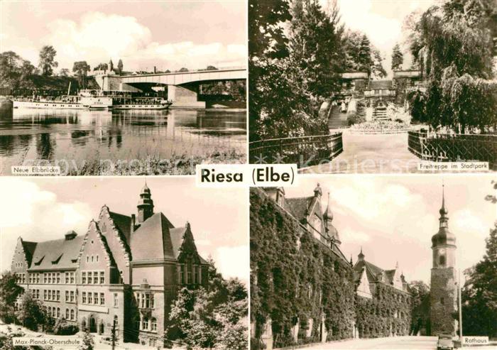 Riesa Sachsen Neue Elbbruecke Freitreppe im Stadtpark Max Planck Oberschule Rath