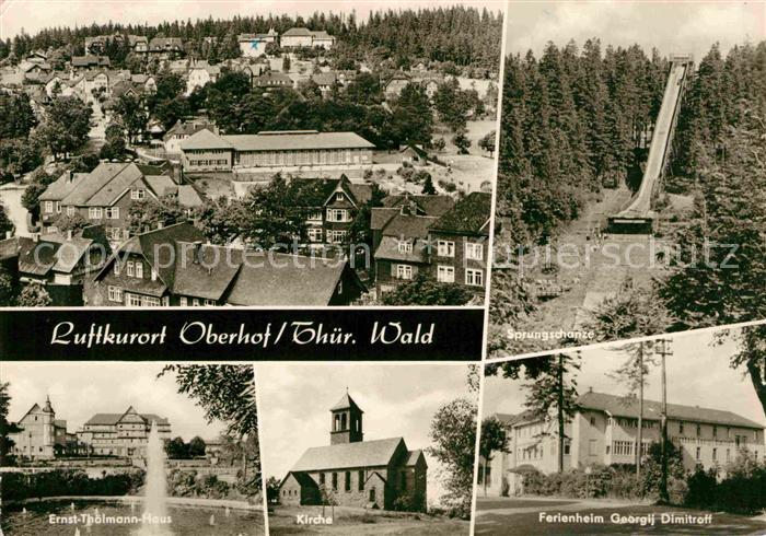 Oberhof Thueringen Panorama Sprungschanze Ernst Thaelmann Haus Kirche Ferienheim