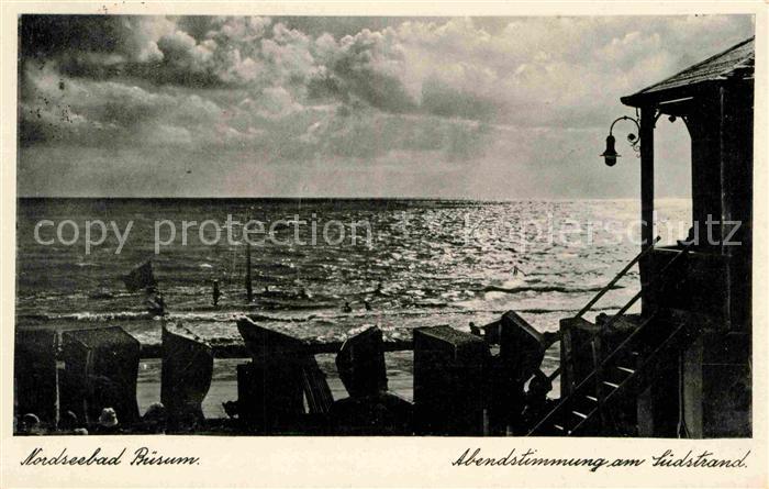 Buesum Nordseebad Abendstimmung am Suedstrand