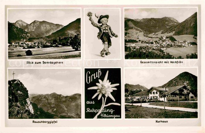 Ruhpolding Bayern Fliegeraufnahme mit Hochfelln Sonntagshorn Rauschberggipfel Ku