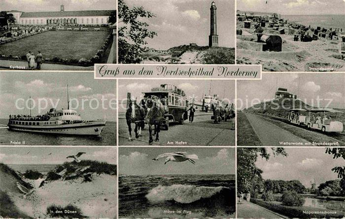 Norderney Nordseebad Leuchtturm Strand Strandexpress Hafne Pferdekutsche Kurhaus