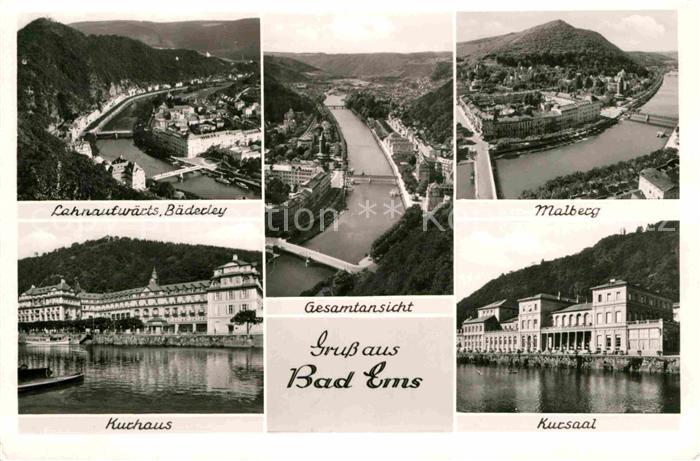 Bad Ems Fliegeraufnahme Malberg Kursaal Kurhaus Lahnaufwaerts Baederley