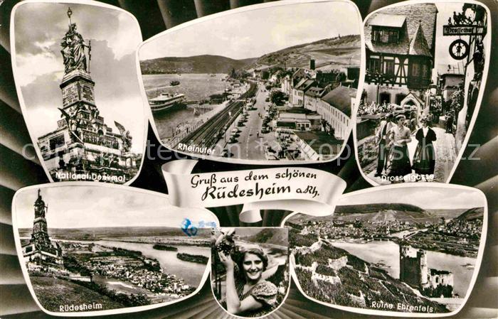 Ruedesheim Rhein Rheinufer National-Denkmal Ruine Ehrenfels Drosselgasse