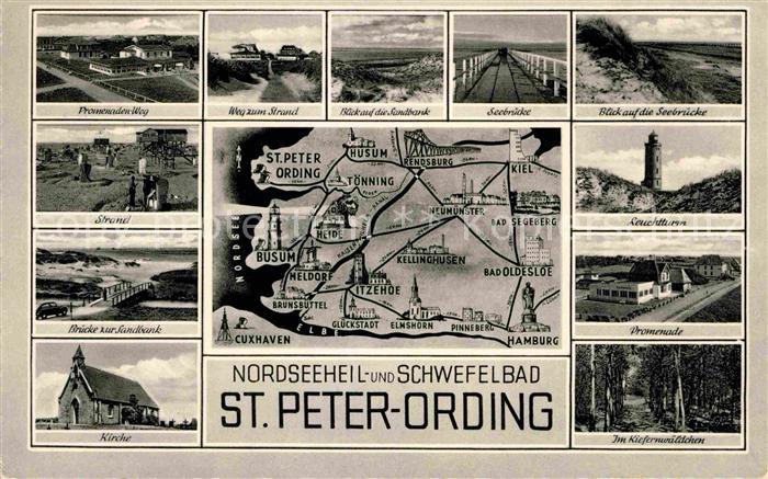 St Peter-Ording Promenadenweg Strand Seebruecke Leuchtturm Sanbank