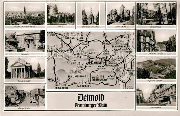 Detmold Hermanns-Denkmal Schloss Kaiser-Wilhelm-Platz Langestrasse Landestheater