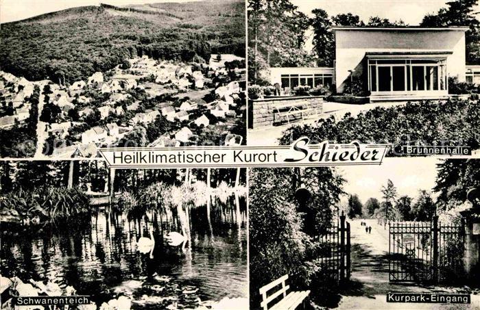 Schieder-Schwalenberg Fliegeraufnahme Brunnenhalle Kurparkeingang Schwanenteich