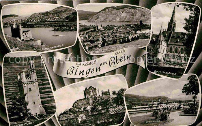 Bingen Rhein Burg Ehrenfels Rochus-Kapelle Uferpartie Burg Klorp Maeuseturm