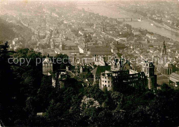 Heidelberg Neckar Fliegeraufnahme Burg und Neckarpartie