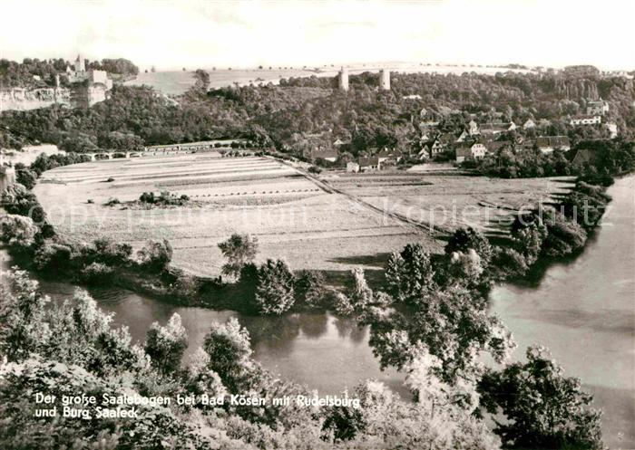 Bad Koesen Fliegeraufnahme Saalebogen mit Rudelsburg und Burg Saaleck