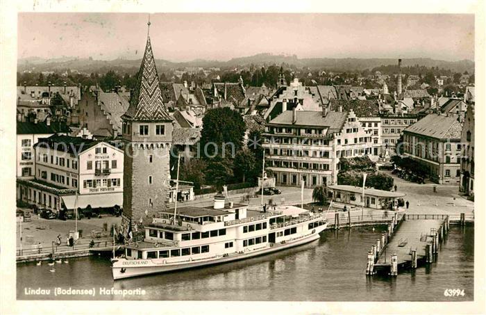 Motorschiffe Deutschland Lindau Bodensee Hafen Hotel Helvetia Lindauer Hof
