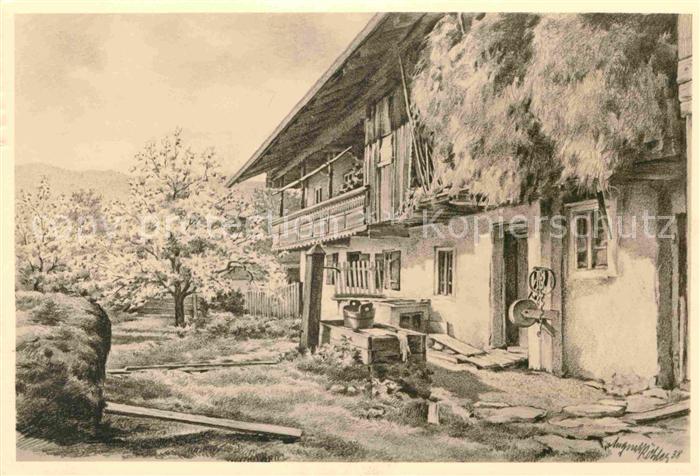 Kuenstlerkarte August Köhler Bauernhaus