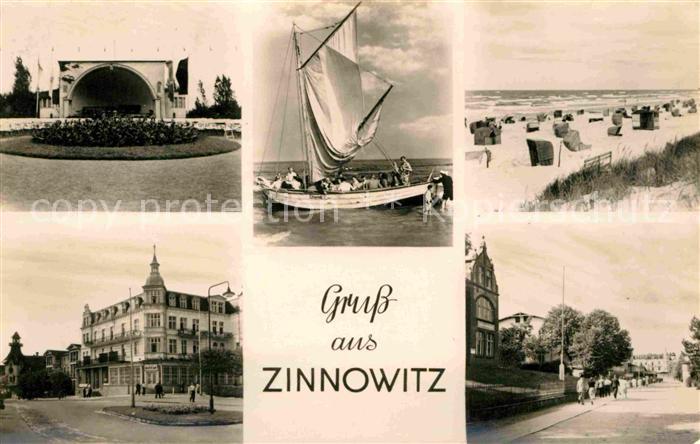 Zinnowitz Ostseebad Konzertpavillon Ferienheim Glueck auf Segelboot Strand Prome