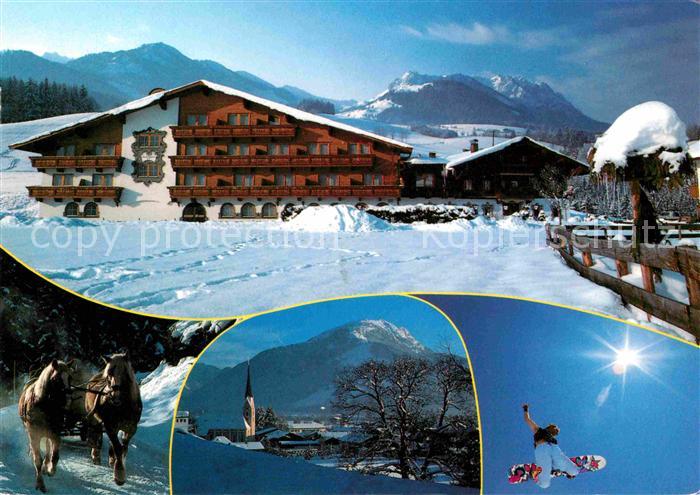 Koessen Tirol Hotel Restaurant Riedl Pferdeschlitten Wintersportplatz Alpen