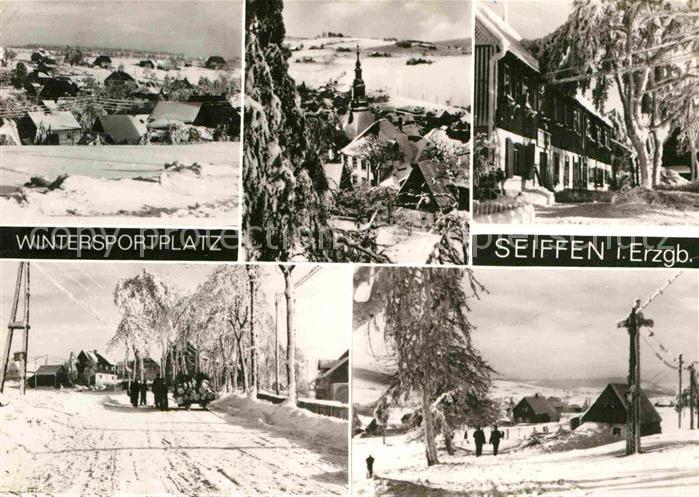 Seiffen Erzgebirge Teilansichten Wintersportplatz Winterlandschaft