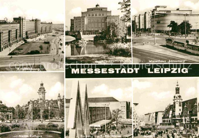 LEIPZIG Sachsen Ringbebauung Oper Warenhaus Konsument Neues Rathaus Technische M