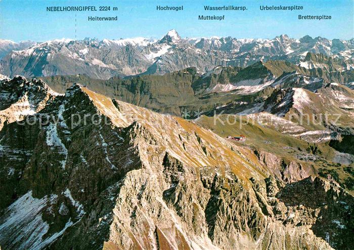 Nebelhorn Allgaeuer Alpen mit Hochvogel und Lechtaler Alpen Fliegeraufnahme