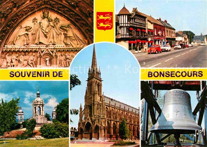 Bonsecours 76 Tympan du Portail de la Basilique Rue de Paris Monument de Jeanne