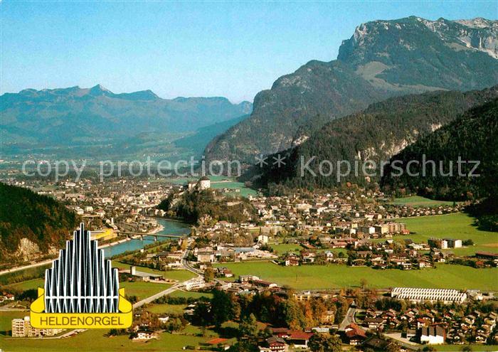 Kufstein Tirol Gesamtansicht mit Alpenpanorama Kaisergebirge Heldenorgel Flieger