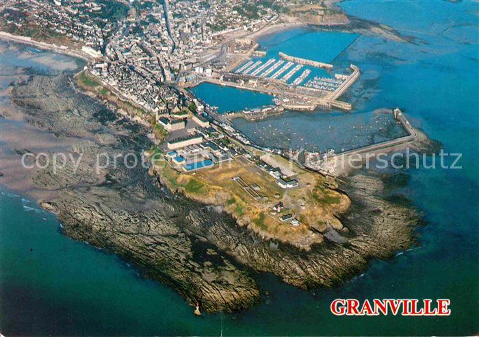 Granville Manche Les rochers du Roc la haute Ville et les ports vue aerienne