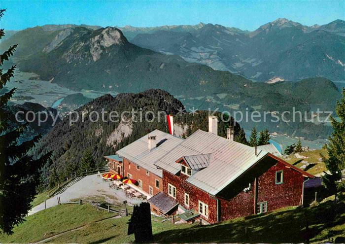 Vorderkaiserfeldenhuette Panorama Blick auf Kufstein Rofangebirge Karwendelgebir