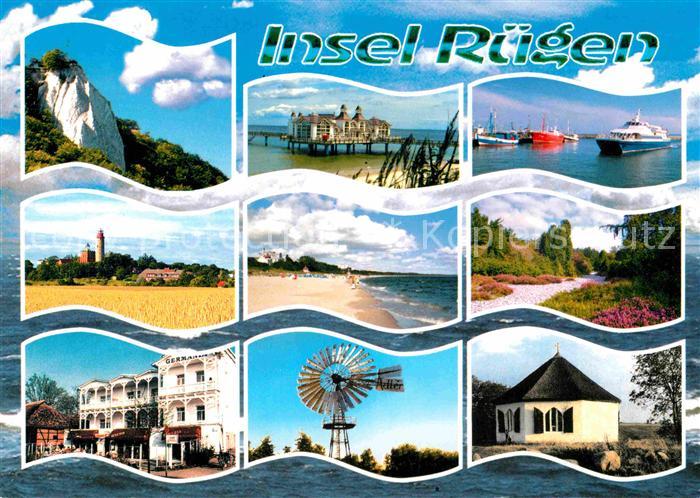 Insel Ruegen Koenigsstuhl Kreidefelsen Seebruecke Sellin Hafen Sassnitz Katamara