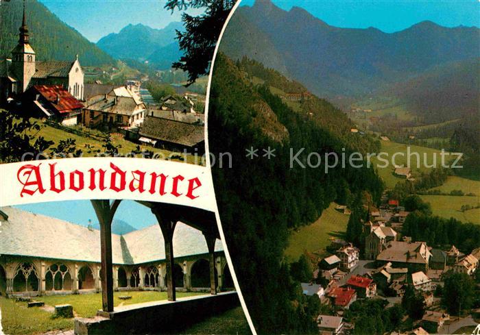 Abondance Ortsansicht mit Kirche Arkaden Alpenpanorama