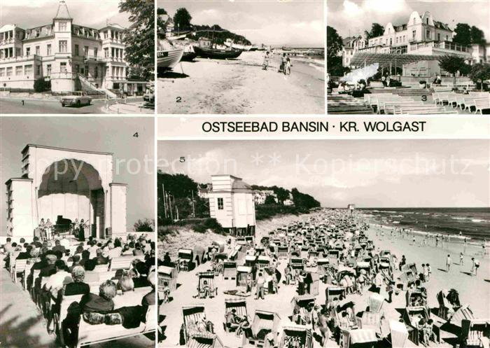 Bansin Ostseebad FDGB Erholungsheime Fischerstrand Konzertpavillon Strand