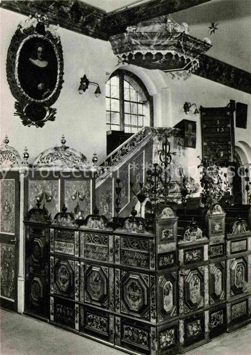 Altengamme St Nicolaikirche Intarsiengestuehl und Kanzel