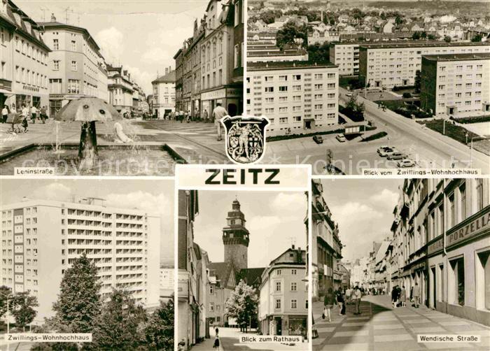 ZEITZ Sachsen-Anhalt Leninstrasse Blick vom Zwillingswohnhochhaus Wendische Stra