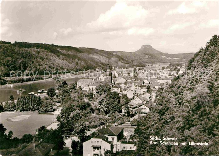 Bad Schandau Panorama Blick zum Lilienstein Tafelberg Elbsandsteingebirge