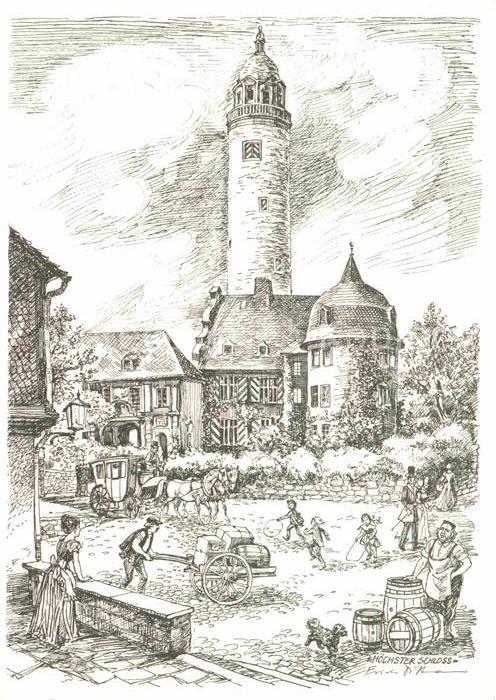 Frankfurt Main Zeichnung Hoechster Schloss