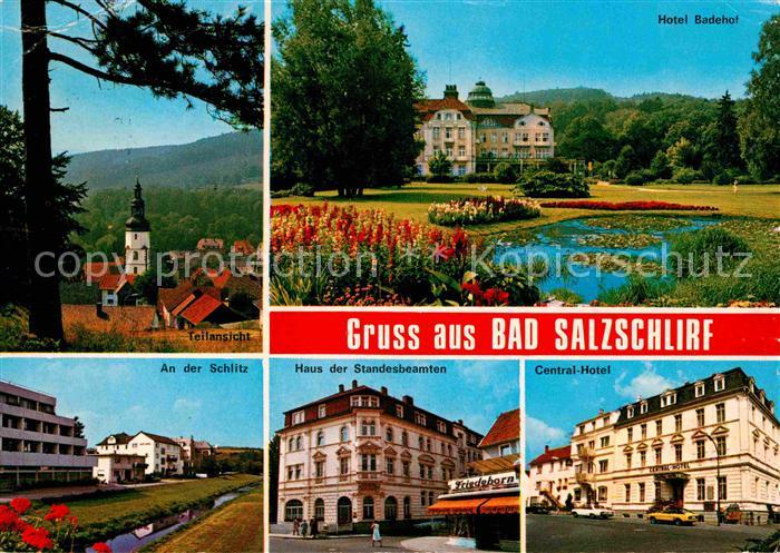 Bad Salzschlirf Teilansicht Hotel Badehof Haus der Standesbeamten Central Hotel
