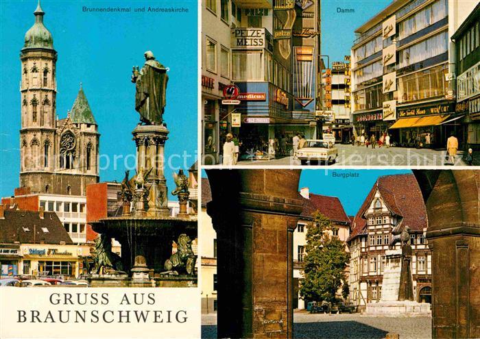 BRAUNSCHWEIG  CITY Brunnendenkmal Andreaskirche Burgplatz Damm
