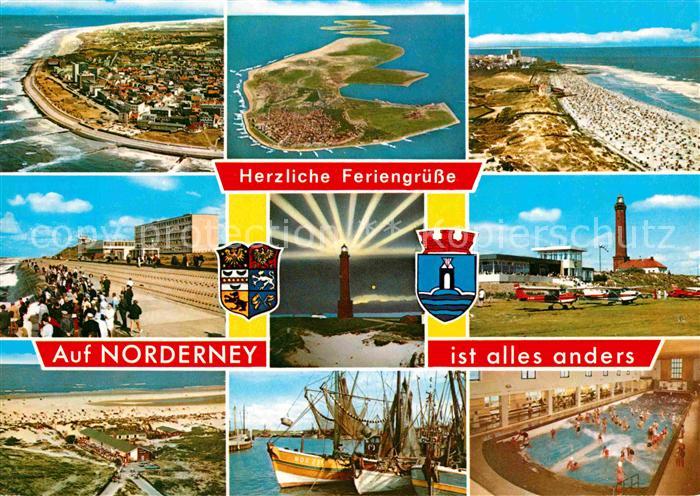 Norderney Nordseebad Fliegeraufnahme Leuchtturm Wellenbad Hafen