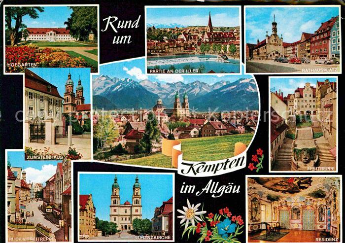 Kempten Allgaeu Iller Hofgarten Zum Steinhaus Lorenzkirche Residenz Rathausplatz