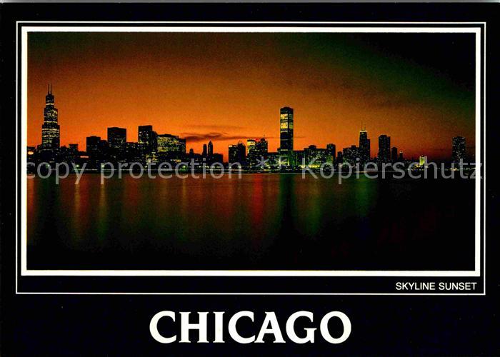 Chicago Illinois Skyline Sunset