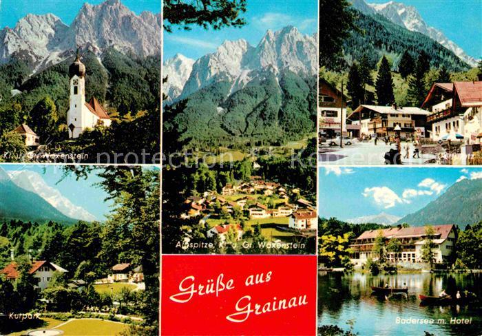 Grainau Alpspitze Waxenstein Badersee mit Hotel Kurpark