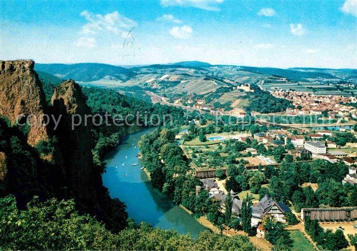 Bad Muenster Stein Ebernburg Fliegeraufnahme Rheingrafenstein mit Nahe und Ebern